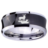 10mm Deer Hunting Concave Black Tungsten Carbide Mens Engagement Band