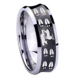 10mm Deer Hunting Tracks Concave Black Tungsten Carbide Men's Engagement Band