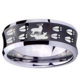 10mm Deer Hunting Tracks Concave Black Tungsten Carbide Men's Engagement Band