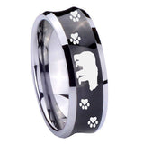 10mm Bear and Paw Concave Black Tungsten Carbide Mens Promise Ring