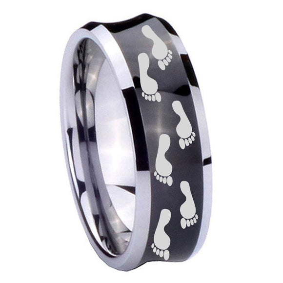 8mm Foot Print Concave Black Tungsten Carbide Mens Engagement Band