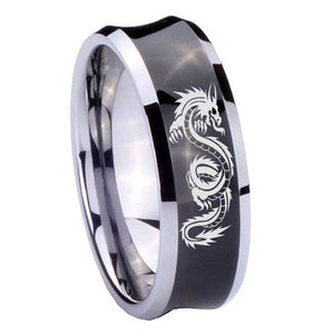 10mm Dragon Concave Black Tungsten Carbide Mens Ring Personalized