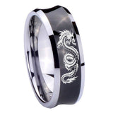 8mm Dragon Concave Black Tungsten Carbide Mens Wedding Ring
