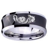 10mm Dragon Concave Black Tungsten Carbide Mens Ring Personalized