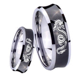 8mm Dragon Concave Black Tungsten Carbide Mens Wedding Ring