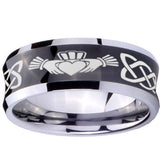 10mm Irish Claddagh Concave Black Tungsten Carbide Men's Engagement Band