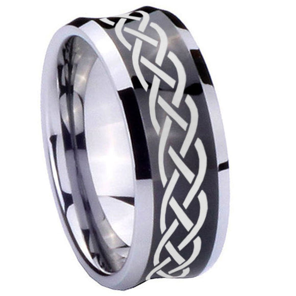 8mm Celtic Knot Concave Black Tungsten Carbide Custom Ring for Men