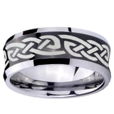 10mm Celtic Knot Infinity Love Concave Black Tungsten Carbide Men's Engagement Band