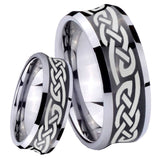 8mm Celtic Knot Infinity Love Concave Black Tungsten Carbide Custom Ring for Men