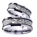 His and Hers Celtic Knot Dragon Concave Black Tungsten Men's Bands Ring Set