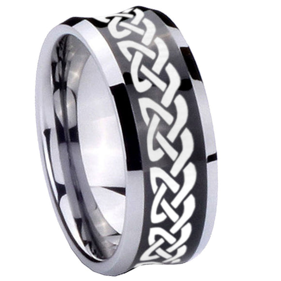 10mm Celtic Knot Love Concave Black Tungsten Carbide Men's Engagement Band