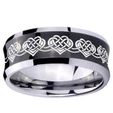 10mm Celtic Knot Heart Concave Black Tungsten Carbide Men's Engagement Band