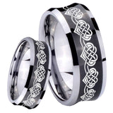 8mm Celtic Knot Heart Concave Black Tungsten Carbide Custom Ring for Men