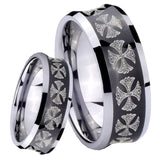 8mm Medieval Cross Concave Black Tungsten Carbide Custom Ring for Men