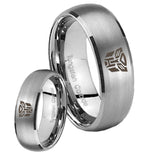 His Hers Transformers Autobot Dome Brushed Tungsten Mens Ring Personalized Set