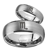 His Hers Scorpio Horoscope Dome Brushed Tungsten Mens Anniversary Ring Set