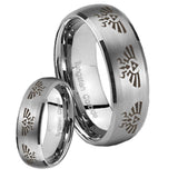 His Hers Multiple Zelda Skyward Sword Dome Brushed Tungsten Rings for Men Set