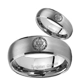 Bride and Groom U.S. Army Dome Brushed Tungsten Carbide Men's Ring Set