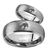 Bride and Groom Thundercat Dome Brushed Tungsten Carbide Men's Wedding Ring Set