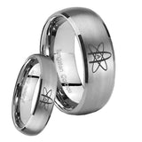 Bride and Groom American Atheist Dome Brushed Tungsten Mens Promise Ring Set