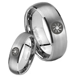 His Hers Magic The Gathering Dome Brushed Tungsten Wedding Bands Ring Set