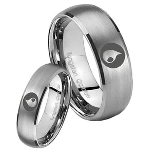 His and Hers Magic Gathering Dome Brushed Tungsten Mens Engagement Band Set