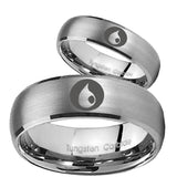 His and Hers Magic Gathering Dome Brushed Tungsten Mens Engagement Band Set