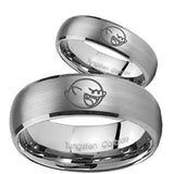 His and Hers Mario Boo Ghost Dome Brushed Tungsten Men's Engagement Band Set