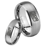 Bride and Groom Mountain Dew Dome Brushed Tungsten Mens Engagement Band Set