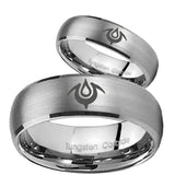 Bride and Groom Naga Dome Brushed Tungsten Carbide Wedding Band Mens Set