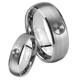 Bride and Groom Radiation Dome Brushed Tungsten Carbide Men's Bands Ring Set