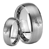 His Hers LA Dogers MLB Baseball Dome Brushed Tungsten Men's Promise Rings Set