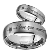 His Hers Sound Wave, I love you more Dome Brushed Tungsten Anniversary Ring Set