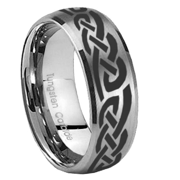 8mm Celtic Knot Infinity Love Dome Brushed Tungsten Carbide Men's Promise Rings