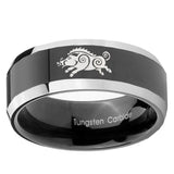 10mm Wild Boar Beveled Glossy Black 2 Tone Tungsten Engagement Ring