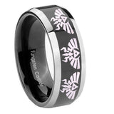 10mm Multiple Zelda Skyward Sword Beveled Glossy Black 2 Tone Tungsten Mens Ring