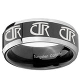 10mm Multiple CTR Beveled Glossy Black 2 Tone Tungsten Wedding Engagement Ring