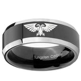 10mm Aquila Beveled Edges Glossy Black 2 Tone Tungsten Wedding Engraving Ring