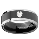 10mm Offspring Beveled Edges Glossy Black 2 Tone Tungsten Engagement Ring