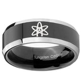 10mm American Atheist Beveled Glossy Black 2 Tone Tungsten Mens Anniversary Ring