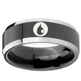 10mm Magic Gathering Beveled Glossy Black 2 Tone Tungsten Men's Wedding Ring