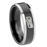 8mm Mountain Dew Beveled Glossy Black 2 Tone Tungsten Men's Engagement Band