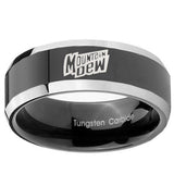 10mm Mountain Dew Beveled Glossy Black 2 Tone Tungsten Wedding Engagement Ring