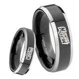 8mm Mountain Dew Beveled Glossy Black 2 Tone Tungsten Men's Engagement Band