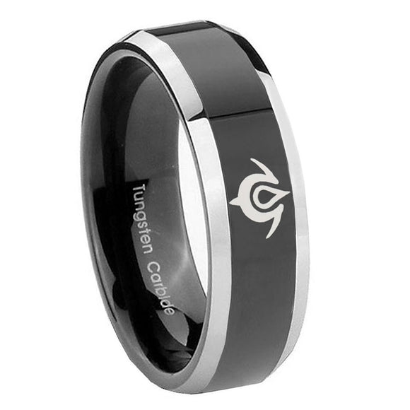 10mm Naga Beveled Edges Glossy Black 2 Tone Tungsten Wedding Engraving Ring