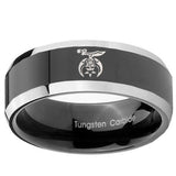 10mm Masonic Shriners Beveled Glossy Black 2 Tone Tungsten Mens Promise Ring