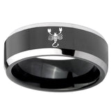 10mm Scorpio Zodiac Beveled Glossy Black 2 Tone Tungsten Wedding Band Mens