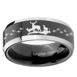 10mm Deer Hunting Beveled Glossy Black 2 Tone Tungsten Engagement Ring