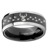 10mm Deer Antler Beveled Glossy Black 2 Tone Tungsten Engagement Ring