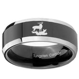 10mm Deer Hunting Beveled Glossy Black 2 Tone Tungsten Custom Ring for Men